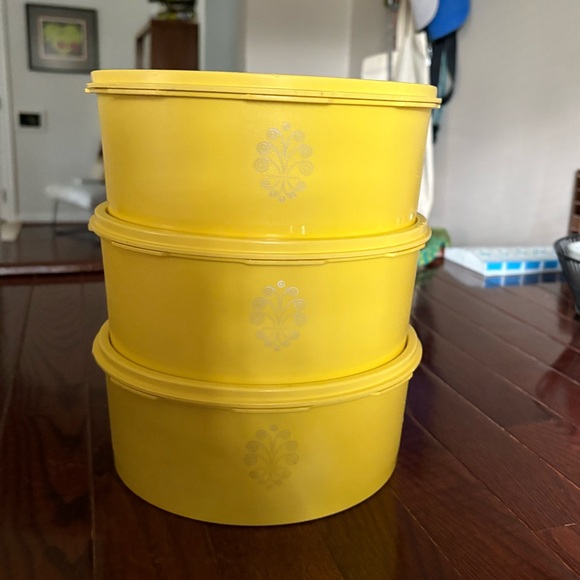 Tupperware Other - Vintage Tupperware Harvest Gold Yellow Sunburst Servalier 1204 Canister w Lid 3